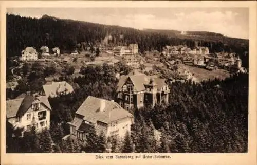 Ak Unter Schierke Schierke im Harz, Blick vom Barenberg auf den Ort