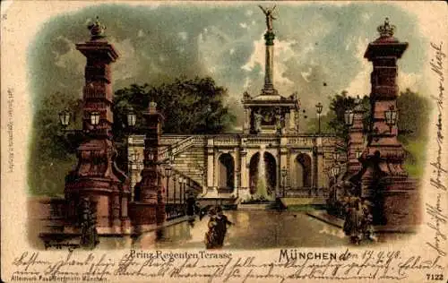 Litho München Bayern, Prinz Regenten Terrasse