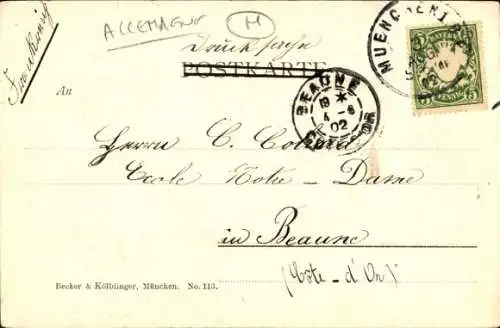 Ak München, Allerheiligen Hofkirche, Brunnen