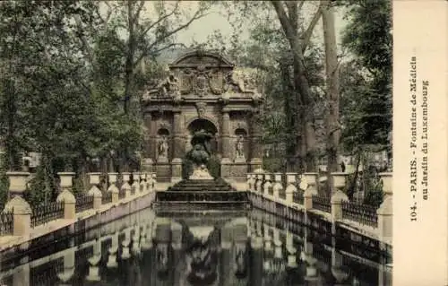 Ak Paris VI, Jardin du Luxembourg, Fontaine Médicis