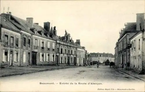 Ak Beaumont-Sarthe, Eingang zur Route d’Alencon