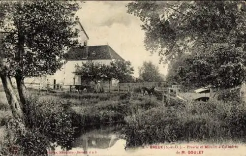 Ak Breux-Essonne, Prairie, Moulin a Zylinders