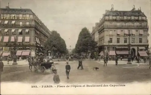 Ak Paris IX, Place de l'Opera, Boulevard des Capucines