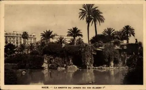 Ak Nizza Nizza Alpes Maritimes, Höhle des Gartens von König Albert I.