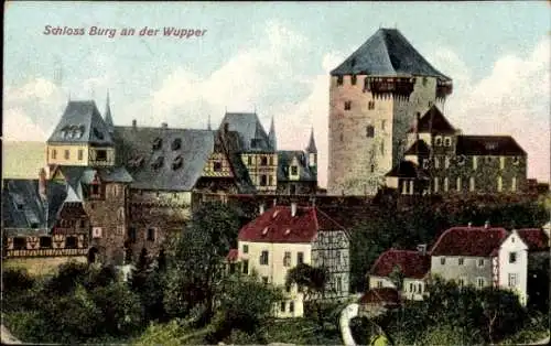 Relief Ak Burg an der Wupper Solingen, Blick zum Schloss