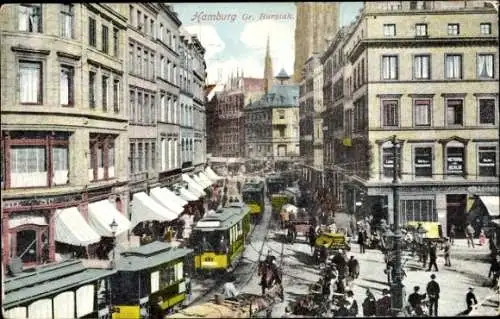 Ak Hamburg Mitte Altstadt, Großer Burstah, Straßenbahnen