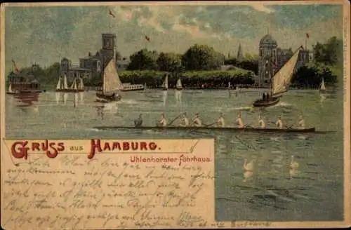 Litho Hamburg Nord Uhlenhorst, Uhlenhorster Fährhaus