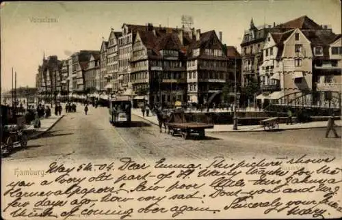 Ak Hamburg Mitte Altstadt, Straßenbahn in Fahrt