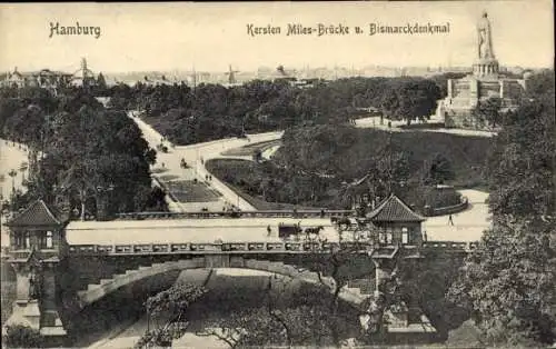 Ak Hamburg Neustadt, Kersten-Miles-Brücke, Bismarckdenkmal