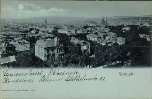 Mondschein Ak Wiesbaden in Hessen, Gesamtansicht