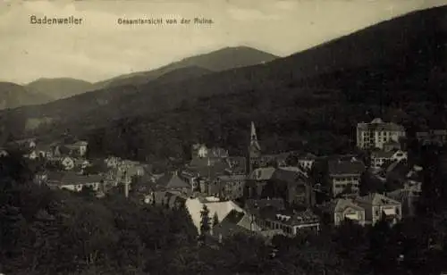 Ak Badenweiler im Schwarzwald, Gesamtansicht, Ruine