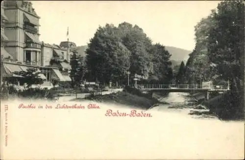 Ak Baden Baden am Schwarzwald, Lichtenthaler Allee, Brücke