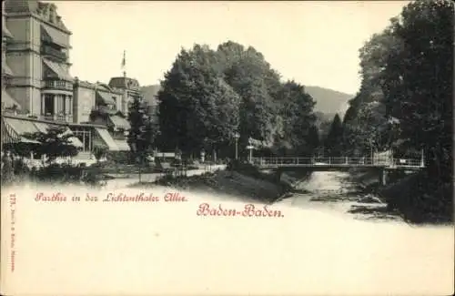 Ak Baden Baden am Schwarzwald, Lichtenthaler Allee, Brücke