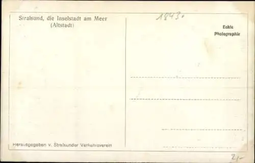 Ak Stralsund in Vorpommern, Altstadt, Fliegeraufnahme