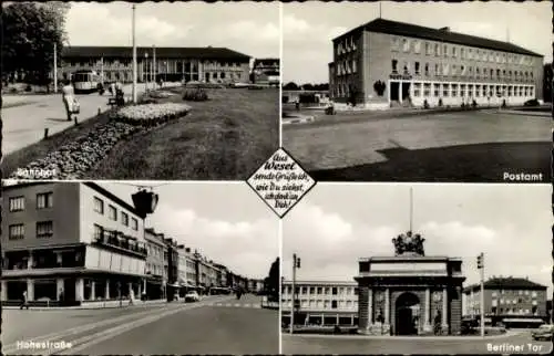 Ak Wesel am Niederrhein, Postamt, Berliner Tor, Bahnhof, Hohestraße