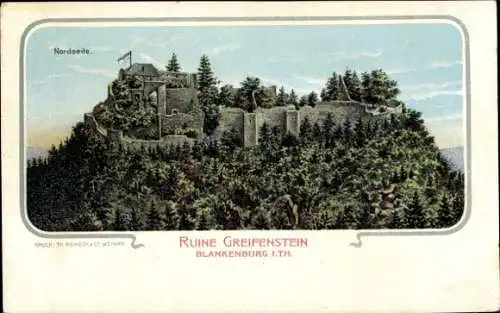 Ak Bad Blankenburg in Thüringen, schöne Detailansicht, Ruine Greifenstein, Nordseite