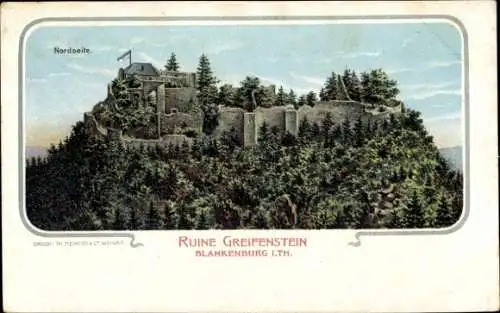 Ak Bad Blankenburg in Thüringen, schöne Detailansicht, Ruine Greifenstein, Nordseite