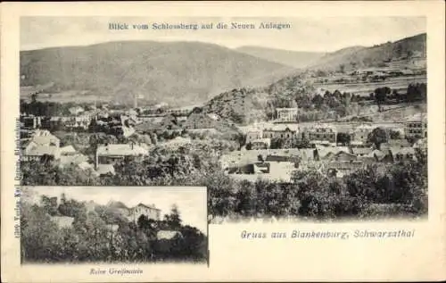 Ak Bad Blankenburg im Schwarzatal, Blick vom Schlossberg auf neue Anlagen