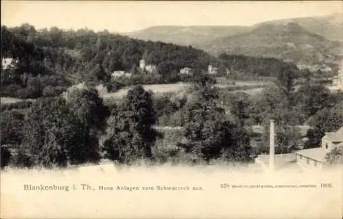 Ak Bad Blankenburg in Thüringen, Blick vom Schwarzeck, Neue Anlagen