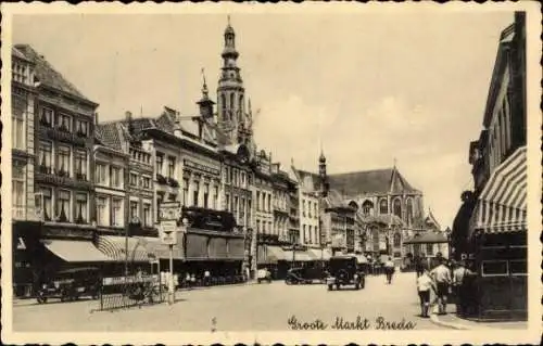 Ak Breda Nordbrabant Niederlande, Straßenszene mit Menschen, Bäumen und Gebäuden