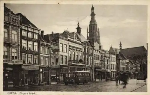 Ak Breda Nordbrabant Niederlande, Groote Markt, Autobus