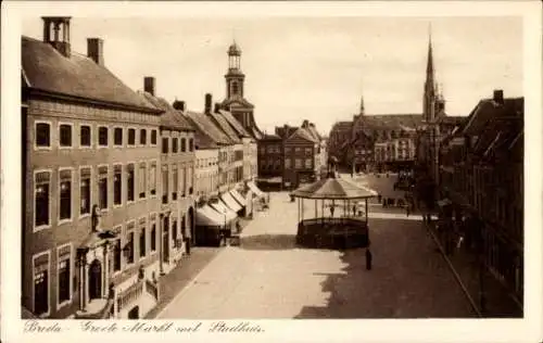 Ak Breda Nordbrabant Niederlande, Groote Markt, Stadhuis