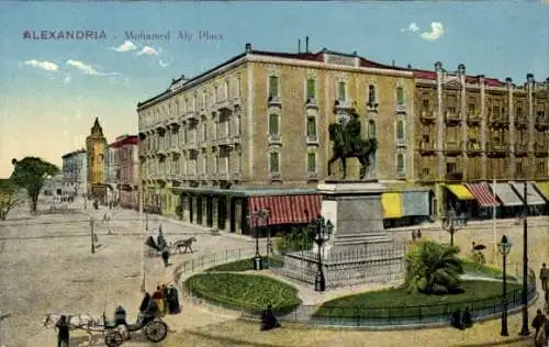 Ak Alexandria Ägypten, Mohamed Aly Monument, Platz