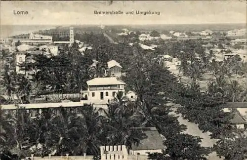 Ak Lome Togo, Bremerstraße, Umgebung