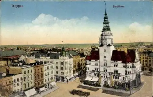 Ak Opava Troppau Region Mährisch Schlesien, Stadtturm