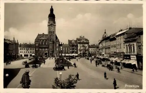 Ak Prostějov Proßnitz Region Olmütz, Marktplatz, Geschäfte, Rathaus