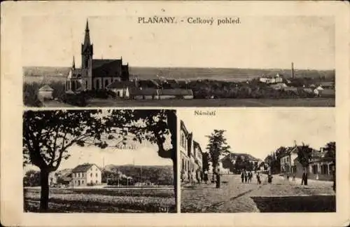 Ak Planany Mittelböhmen, Panorama, Kirche, Marktplatz