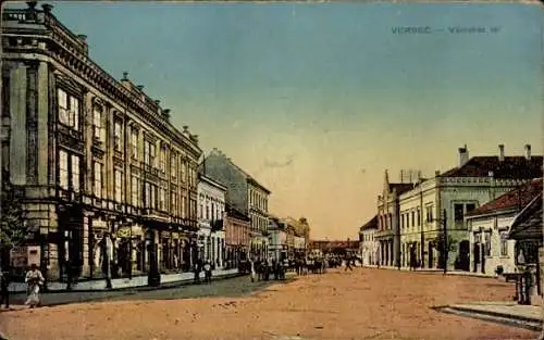 Ak Vršac Versec Serbien, Városház tér, Partie am Rathausplatz