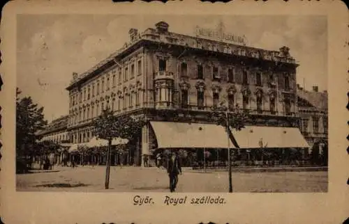 Ak Győr Ráb Raab Ungarn, Hotel Royal in Györ.