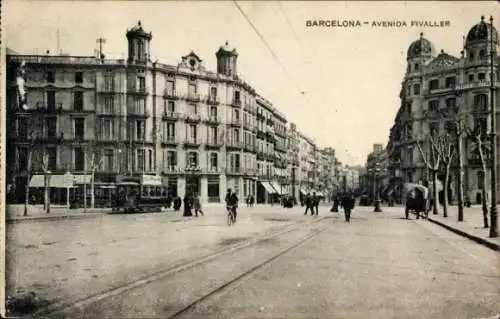 Ak Barcelona Katalonien, Avenida Fivaller, Straßenpartie