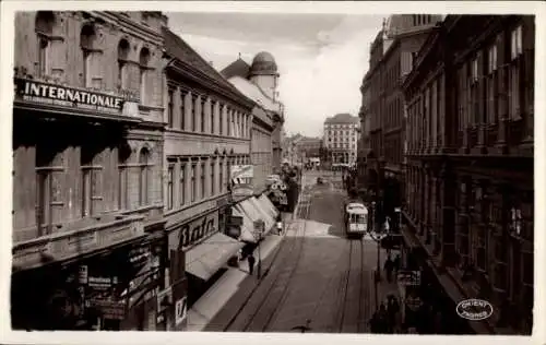 Ak Zagreb Kroatien, Straßenansicht, Geschäfte, Tram