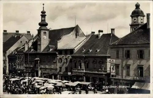 Ak Maribor Marburg Slowenien, Marktplatz, Rathaus