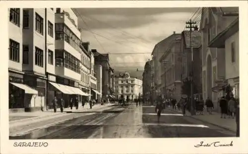 Ak Sarajevo Bosnien Herzegowina, Straßenansicht, Geschäfte