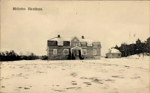 Ak Mölnbö Södertälje Schweden, Schule im Winter