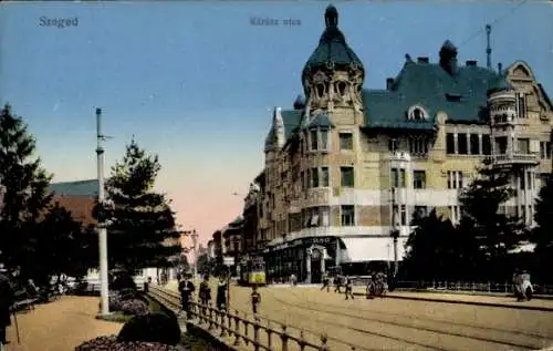 Ak Szeged Segedin Ungarn, Straßenansicht