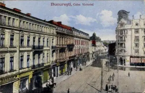 Ak București Bukarest Rumänien, Siegesstraße, Geschäfte