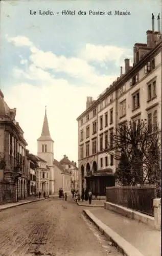 Ak Le Locle Kt Neuenburg, Posthotel und Museum