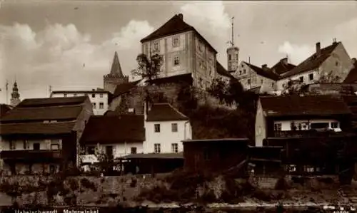 Ak Bystrzyca Kłodzka Habelschwerdt Schlesien, Häuser am Flussufer, Stadtansicht,  Wolken