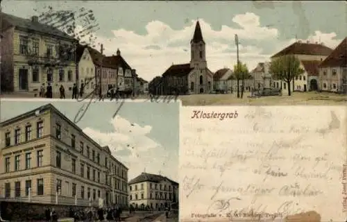 Ak Hrob Klostergrab Region Aussig, Stadtansicht, Kirche, Platz