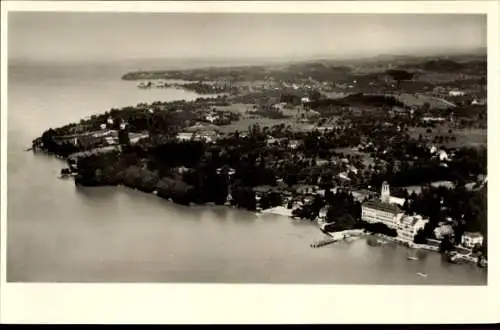 Ak Bad Schachen Lindau am Bodensee Schwaben, Fliegeraufnahme, mit Blick nach Wasserburg