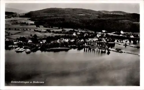 Ak Unteruhldingen Uhldingen Mühlhofen am Bodensee, Fliegeraufnahme