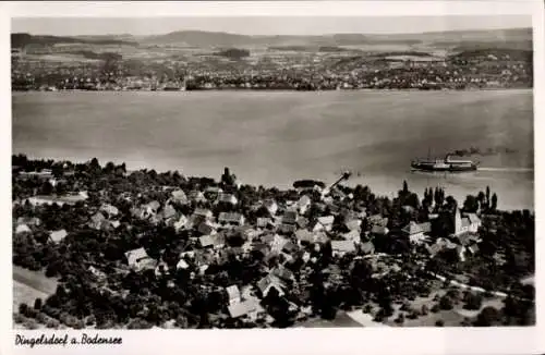 Ak Dingelsdorf Konstanz Baden Württemberg, Fliegeraufnahme, Dampfer