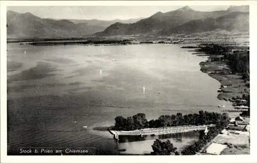 Ak Stock Prien am Chiemsee Oberbayern, Fliegeraufnahme