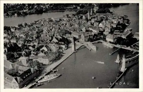 Ak Lindau am Bodensee Schwaben, Fliegeraufnahme