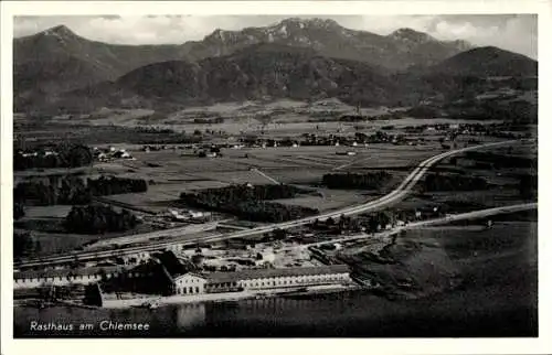 Ak Bernau am Chiemsee, Rasthaus am Chiemsee, Fliegeraufnahme