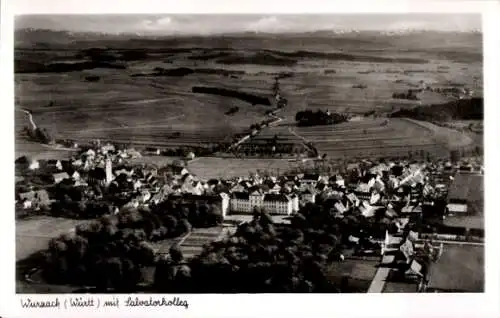 Ak Bad Wurzach in Oberschwaben, Fliegeraufnahme, Salvatorkolleg